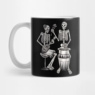 Sugar skull couple lover playing drum and ukulele celebration day of the dead. Mug